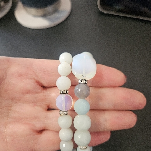 Lia Sophia Jade & Crystal Stretch bracelets (set of 2) - Picture 2 of 4